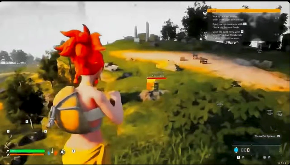 Palworld open world gameplay with Pal sphere capture on PC